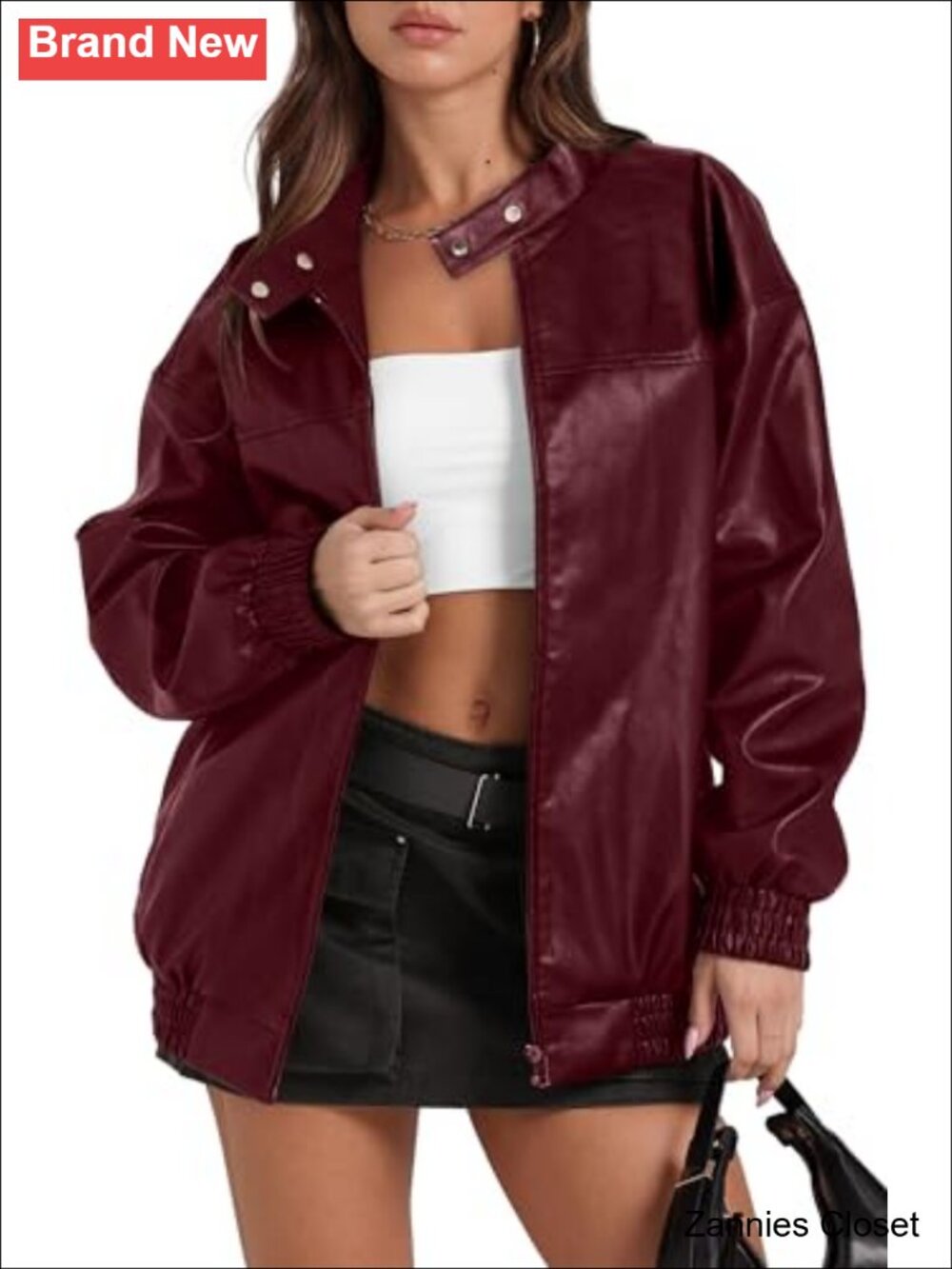 🤠 Faux Leather Oversized Motorcycle Bomber Jacket